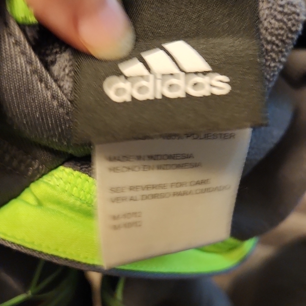 ADIDAS Grey/Green Hoodie Boys 10/12 - Picture 3 of 3